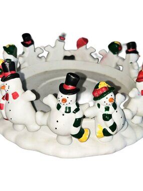 Partylite Frolicking Frosty Candle Holder Base Painted Ceramic Model P7436